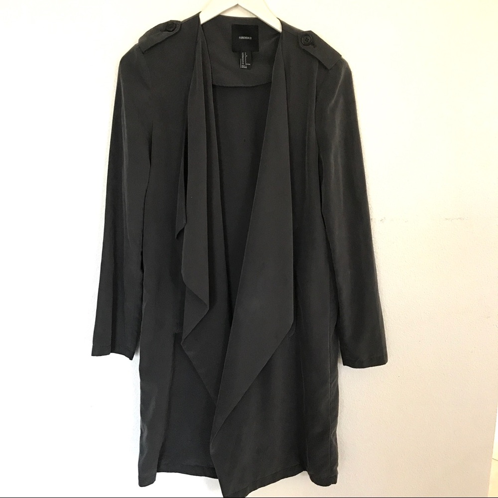 Dark Gray Long Draped Jacket